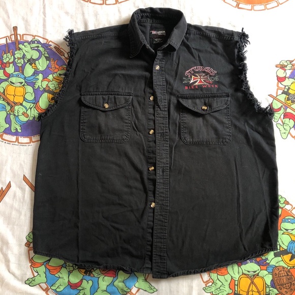 Vintage 2006 Sturgis Bike Week Button Down Sleeveless Shirt Mens XL Excellent* - Picture 4 of 5